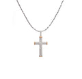 Two-Tone Domed Round Diamond Cross Pendant D3-040