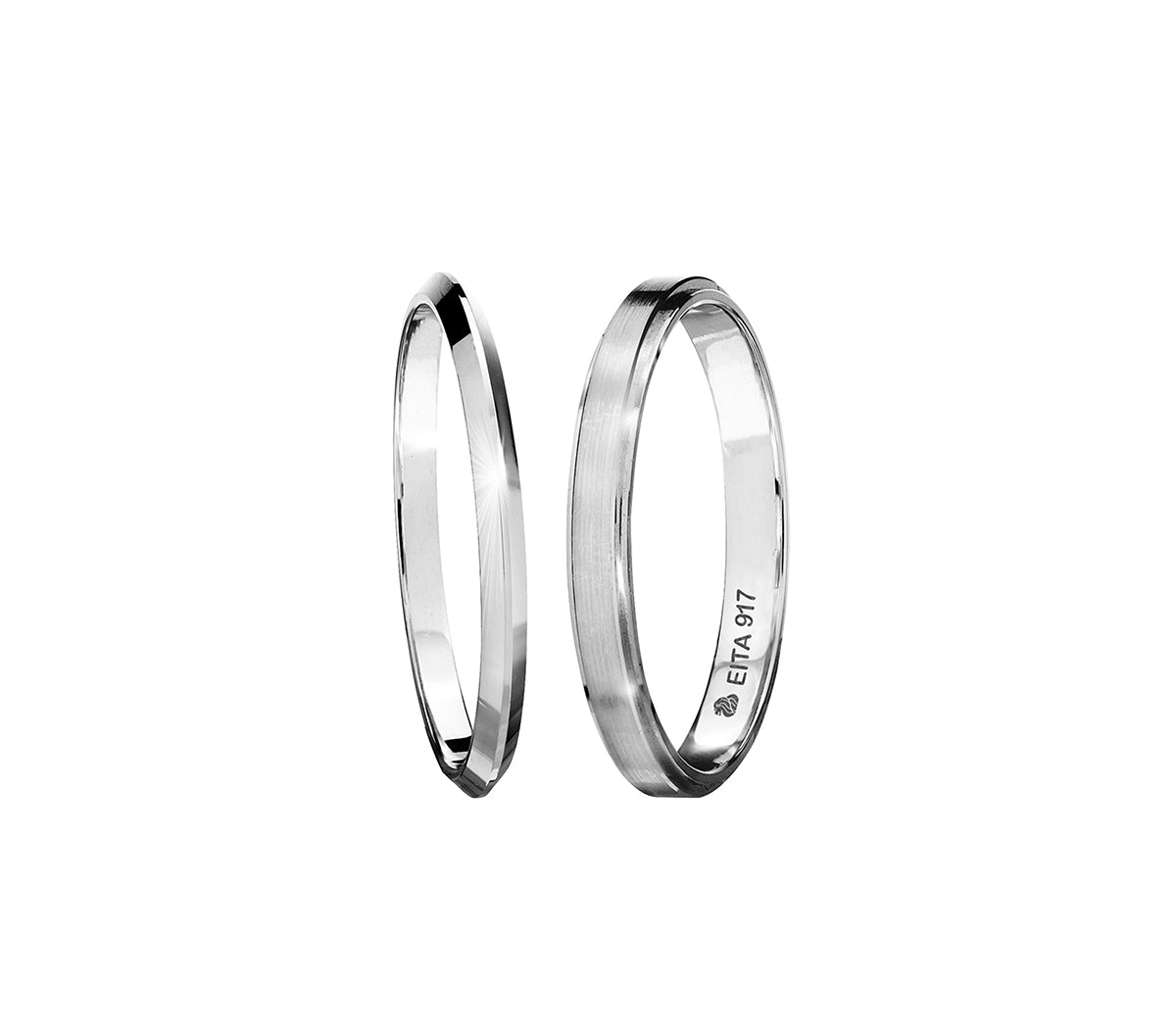 917 White Gold Wedding Rings Set A1-05 & S-01