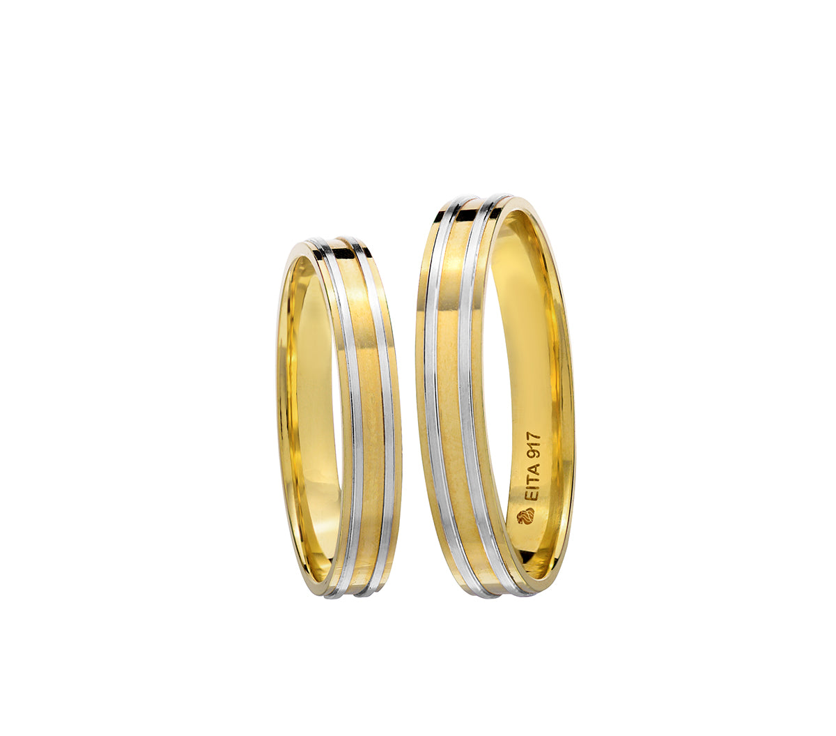 917 Yellow-White Gold Wedding Rings Set A2-03