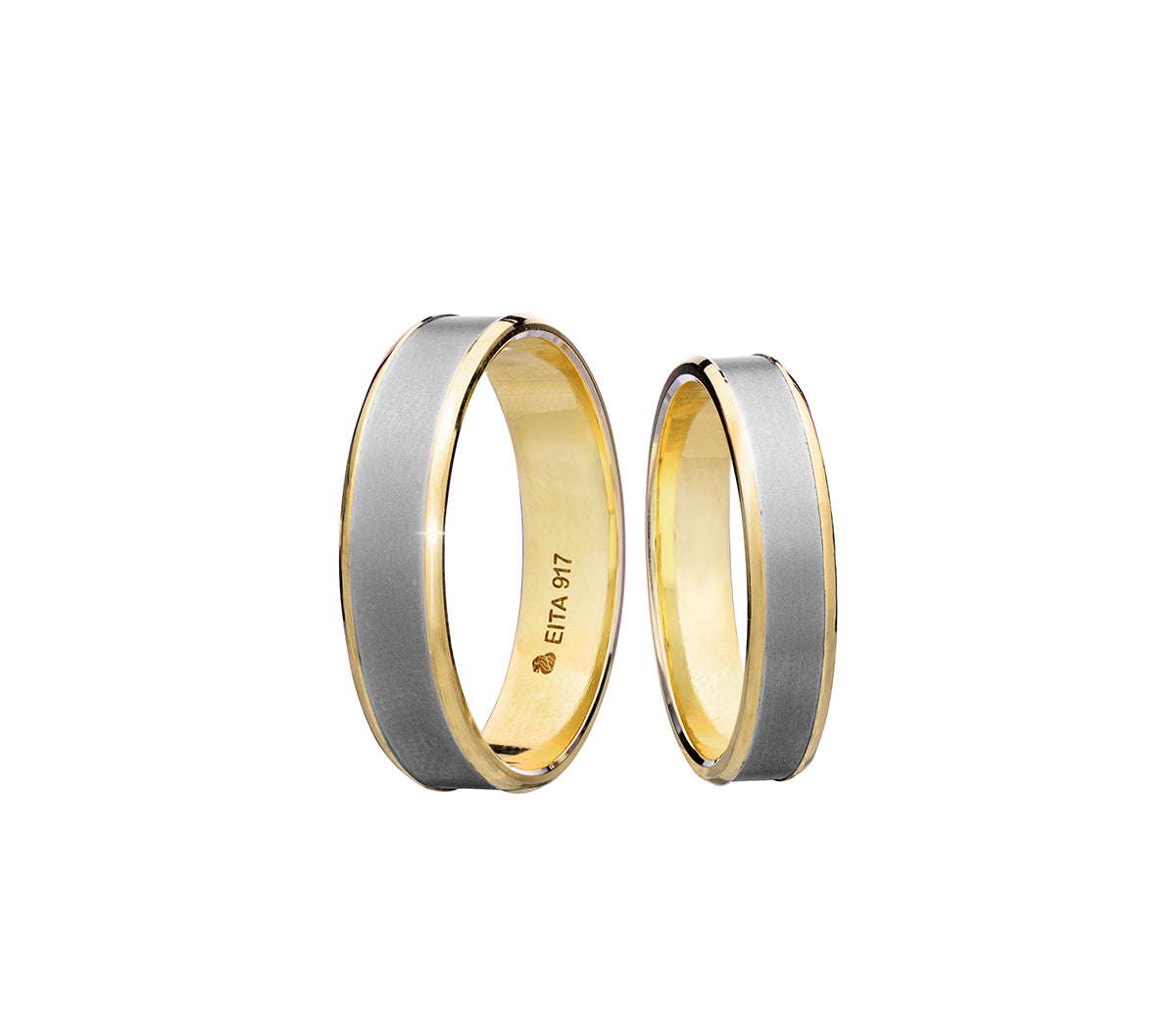 917 Yellow-White Gold Wedding Rings Set B12