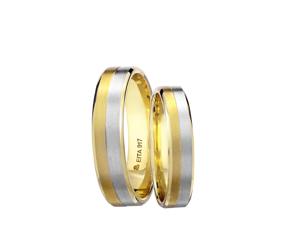 917 Yellow-White Gold Wedding Rings Set B14
