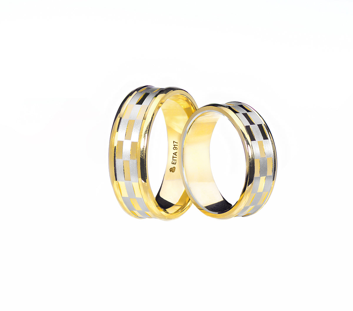 917 Yellow-White Gold Wedding Rings Set C10