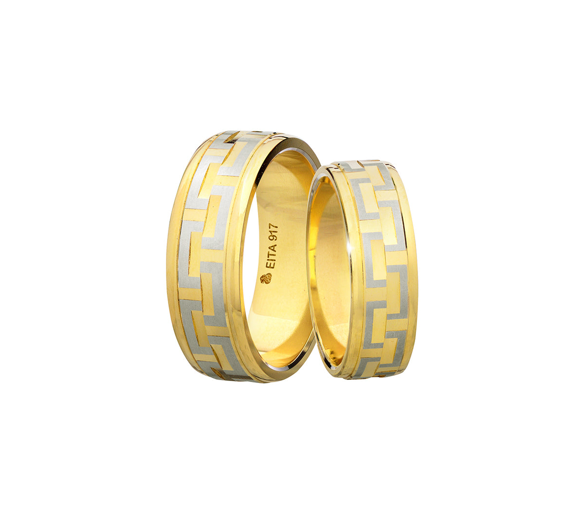 917 Yellow-White Gold Wedding Rings Set C12