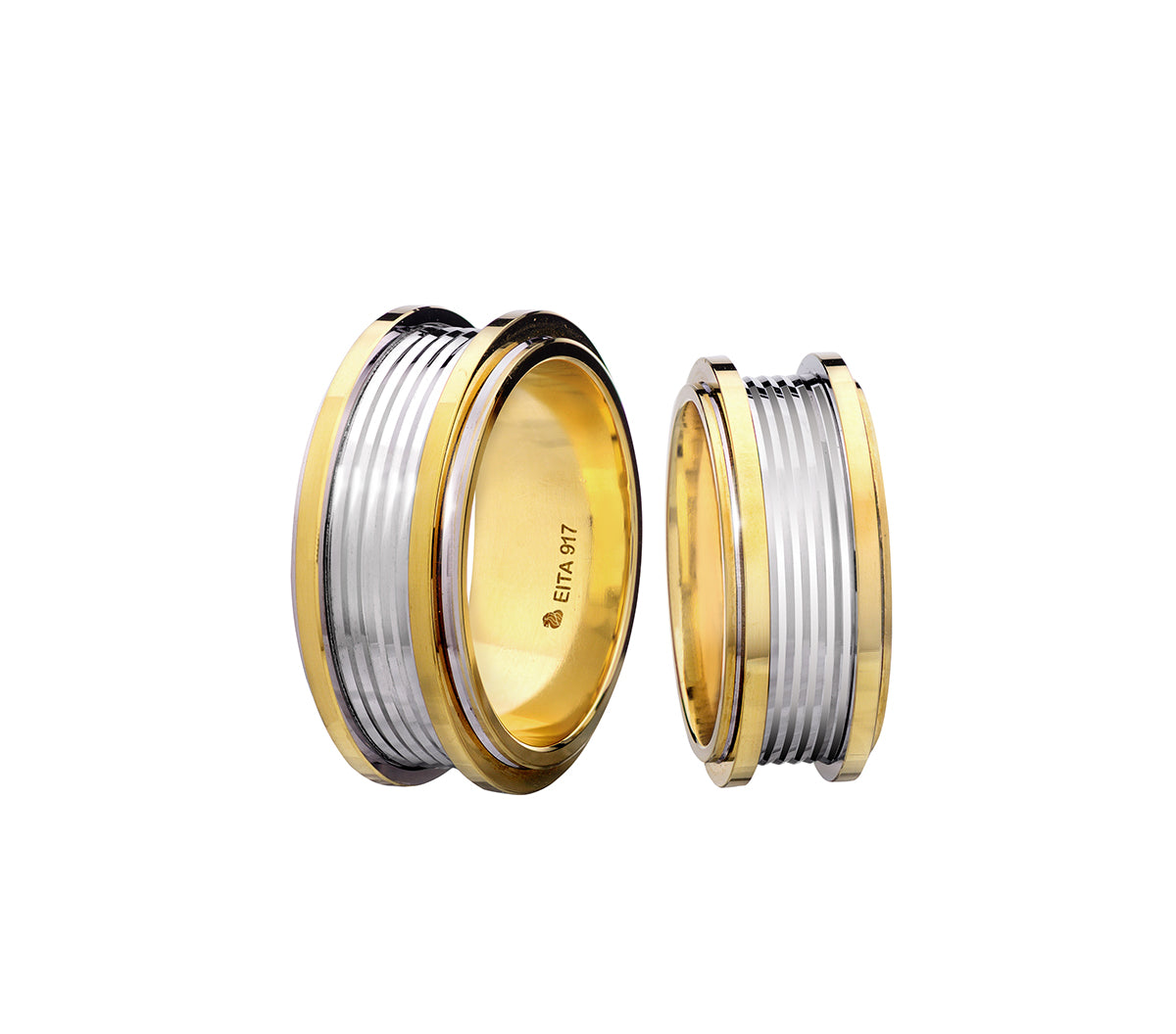 917 Yellow-White Gold Wedding Rings Set E01