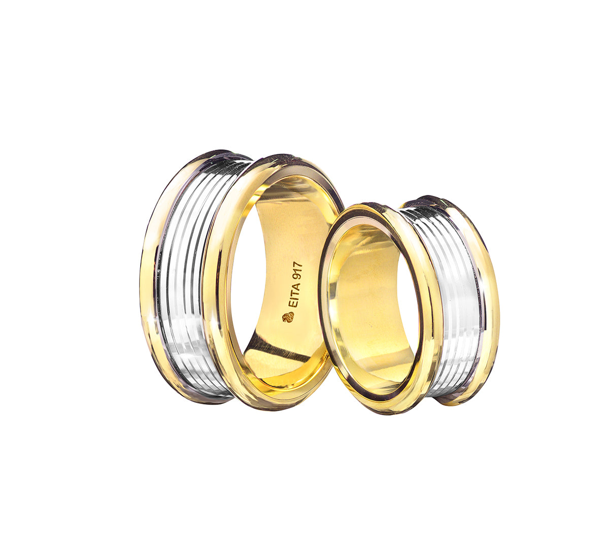 917 Yellow-White Gold Wedding Rings Set E03