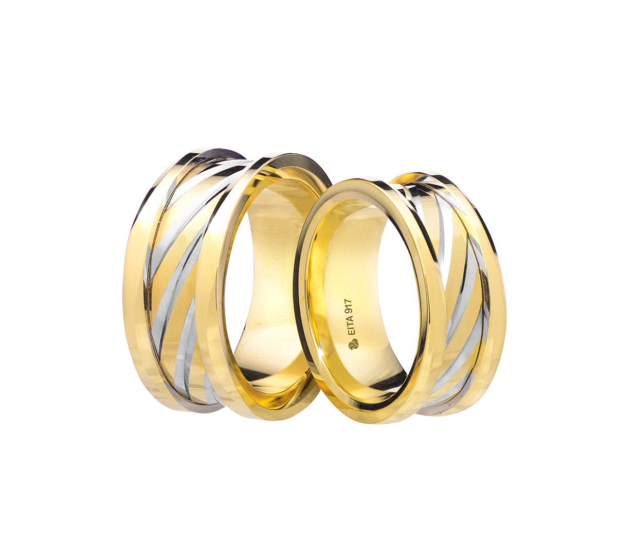 917 Yellow-White Gold Wedding Rings Set E08