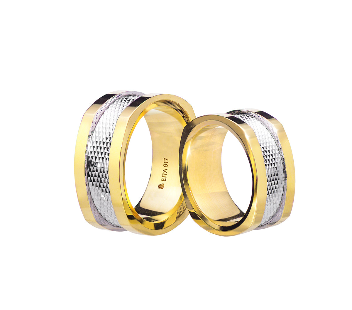 917 Yellow-White Gold Wedding Rings Set E11