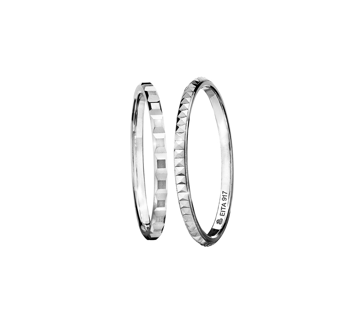 917 White Gold Wedding Rings Set S06 & S03