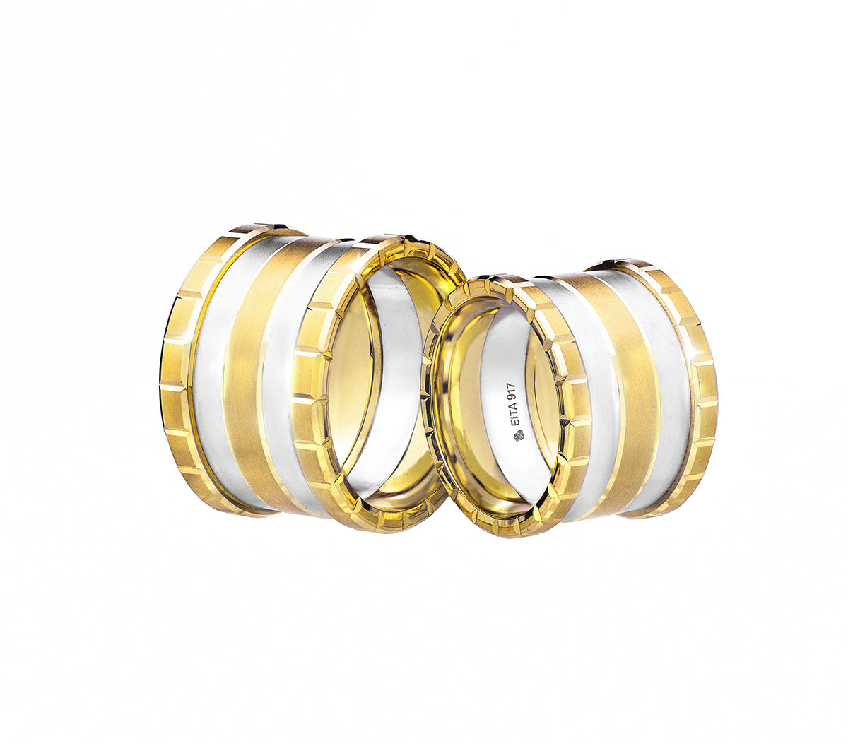917 Yellow-White Gold Wedding Rings Set R03