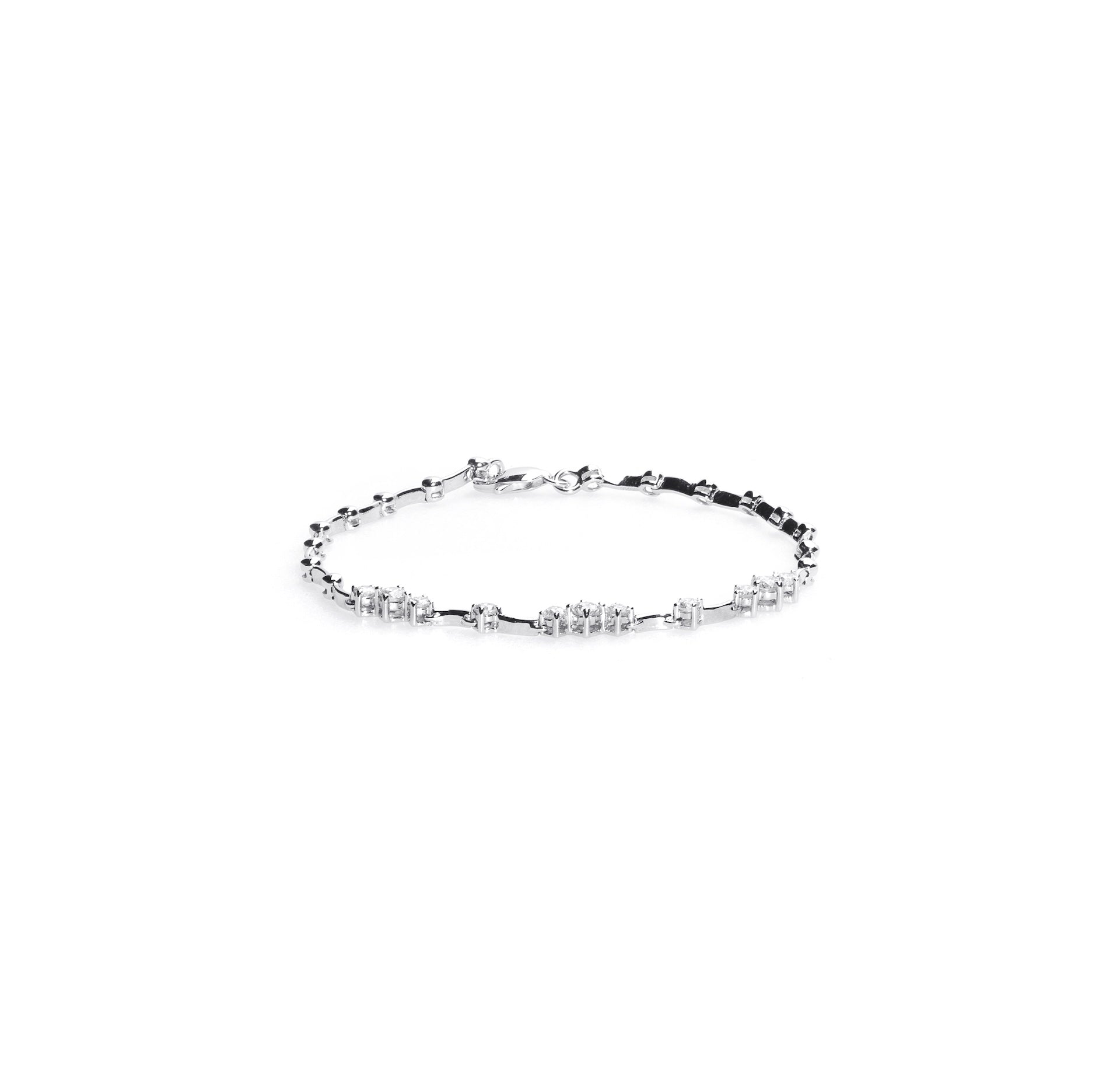 Curved Bar Diamond Cluster Bracelet D3-017