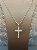 18K White Gold Diamond Cross Pendant Necklace