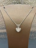 18K White Gold Heart Diamond Halo Pendant Necklace